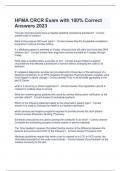 HFMA CRCR Exam with 100&percnt; Correct  Answers 2023