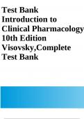 Test Bank Introduction to Clinical Pharmacology 10th Edition Visovsky,Complete Test Bank