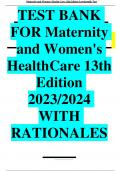 BEST ANSWERS TEST BANK FOR Maternity and Women's Health Care 13th Edition 2023&sol;2024 WITH RATIONALES