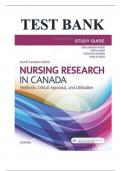 BEST REVIEW TEST BANK FOR NURSING RESEARCH IN CANADA, 4TH EDITION 100% VERIFIED ANSWERS 2023/2024 