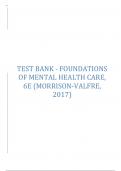Test Bank for Foundations of Mental Health Care, 6th Edition (Morrison-Valfre, 2017) Chapter 1-33 | All Chapters