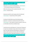 Wisconsin Real Estate Exam questions and answers 2023&sol;24 100&percnt; pass