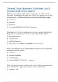 National Vision Optometric Technician Level 2 questions with correct answers