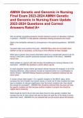 AMNH Genetic and Genomic in Nursing  Final Exam 2023-2024 AMNH Genetic  and Genomic in Nursing Exam Update  2023-2024 Questions and Correct  Answers Rated A&plus;