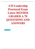 ATI Leadership  Proctored Exam  Latest 2023&sol;2024 GRADED A 70  QUESTIONS AND  ANSWERS