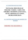 Test Bank Principles Of Pediatric Nursing Caring For Children, 7th Ed, Jane W Ball, Ruth C Bindler, Kay Cowen, Michele Rose Shaw