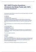 MLT ASCP Practice Questions: Urinalysis And Body Fluids with 100% Correct Answers!!