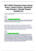 MLT ASCP Chemistry Exam Actual Exam | Latest Version | Questions and Answers | Already Passed (Graded A+)