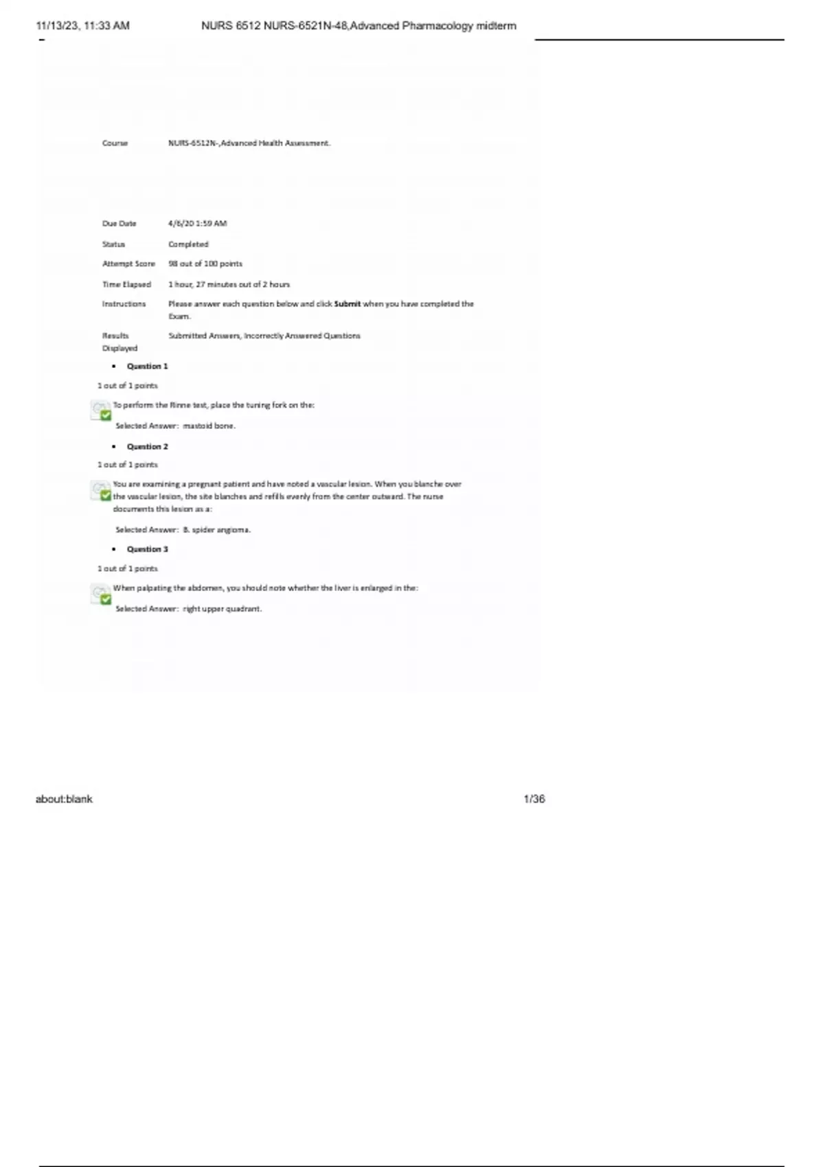 NURS 6521 / NURS6521 Advanced Pharmacology Final Exam | 100% Verified ...