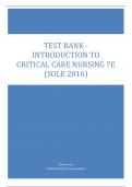 TEST BANK - INTRODUCTION TO CRITICAL CARE NURSING 7E (SOLE 2016)