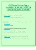 CRCR Certification Exam Questions & Answers 2023/24 (Verified Answers by Expert)