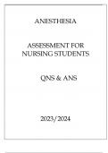 ANESTHESIS ASSESSMENT FOR NURSING STUDENTS QNS & ANS 20232024
