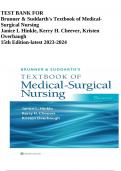 TEST BANK FOR Brunner & Suddarth's Textbook of MedicalSurgical Nursing Janice L Hinkle, Kerry H. Cheever, Kristen Overbaugh 15th Edition-latest 2023-2024