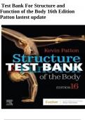Test Bank For Structure and Function of the Body 16th Edition Patton lastest update