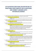 ATI NUTRITION 2020 EXAM &sol;NUTRITION RN ATI  PROCTORED 2020 COMPLETE WITH QUESTIONS  AND CORRECT ANSWERS WITH RATIONALES&vert;AGRADE