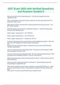 DOT Exam 2023 with Verified Questions and Answers Graded A