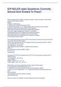 ICP NCLEX style Questions Correctly Solved And Graded To Pass&excl;&excl;