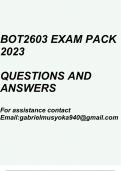 Plant Physiology Water Relations and Plant Nutrition(BOT2603 Exam pack 2023)