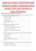 NURS 615 EXAM 3 QUESTIONS AND VERIFIED CORRECT ANSWERS LATEST UPDATE 2023-2024 GRADED A+