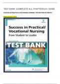 TEST BANK FOR SUCCESS IN PRACTICAL VOCATIONAL NURSING 8TH EDITION BY KNECHT Knecht&colon; Success in Practical&sol;Vocational Nursing&comma; 8th Edition Questions and Answers&comma; With Rationales A&plus; Rated Solution Guide