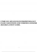 UTMB 5355 ADVANCED PATHOPHYSIOLOGY EXAM 3 QUESTIONS AND VERIFIED ANSWERS 2023/2024 LATEST GUIDE.