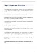 Herb 1 Final Exam Questions with 100&percnt; correct answers