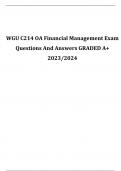 WGU C214 OA Financial Management Exam Questions And Answers GRADED A+ 2023/2024