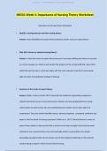NR501 Week 4 Exam Importance of Nursing Theory Worksheet &lpar;Solution&rpar; 20242025 update