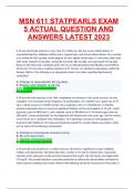 MSN 611 STATPEARLS EXAM 5 ACTUAL QUESTION AND ANSWERS LATEST 2023