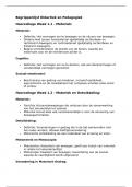 Samenvatting & begrippenlijst Didactiek en Pedagogiek, hoorcolleges en werkcolleges