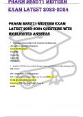 PHARM MSN571 MIDTERM EXAM LATEST 2023-2024 QUESTIONS WITH HIGHLIGHTED ANSWERS     •