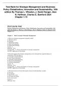 TEST BANK FOR STRATEGIC MANAGEMENT AND BUSINESS POLICY GLOBALIZATION&comma; INNOVATION AND SUSTAINABILITY&comma; 16TH EDITION BY THOMAS L&period; WHEELEN&comma; J&period; DAVID HUNGER&comma; ALAN N&period; HOFFMAN&comma; CHARLES E&period; BAMFORD 2024 CHAPTER 1-13