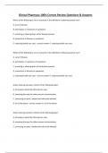 Clinical Pharmacy 100% Correct Review Questions & Answers