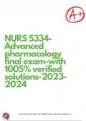  NURS 5334-Advanced pharmacology final exam-with 1005% verified solutions-2023-2024