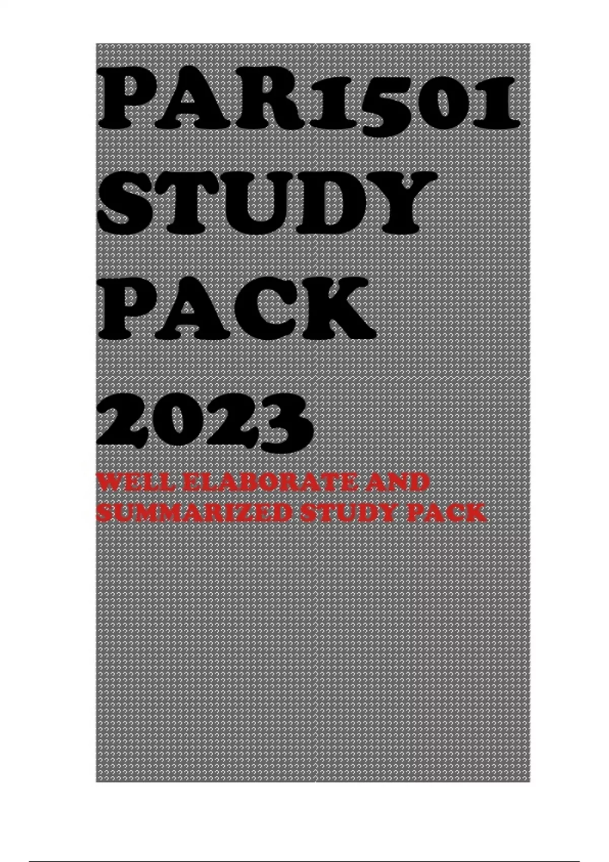 PAR1501 EXAM PACK - PAR1501 - Stuvia SA
