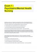 Exam 1 - Psychiatric/Mental Health Nursing