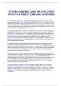 ATI RN NURSING CARE OF CHILDREN PRACTICE QUESTIONS AND ANSWERS