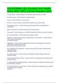 CALIFORNIA Life&comma; Accident And Health Exam With 100&percnt; Correct Answers 2023