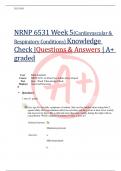 NRNP 6531 Week 5(Cardiovascular & Respiratory Conditions) Knowledge Check |Questions & Answers | A+ graded