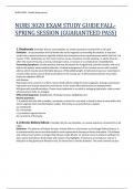 NURS 3020 EXAM STUDY GUIDE FALL-SPRING SESSION (GUARANTEED PASS)