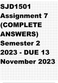 SJD1501 Assignment 7 &lpar;COMPLETE ANSWERS&rpar; Semester 2 2023 - DUE 13 November 2023