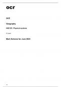 ocr A Level Geography H481/01 June2023 Question Paper and Mark Scheme.
