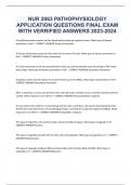 NUR 2063 PATHOPHYSIOLOGY  APPLICATION QUESTIONS FINAL EXAM WITH VERRIFIED ANSWERS 2023-2024