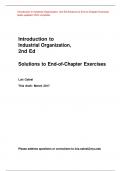 Introduction to Industrial Organization&comma; 2nd Ed Solutions to End-of-Chapter Exercises latest updated 100&percnt; complete