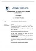 FSAL (Foundations of South African Law) Final Exam 2020 Questions and Answers