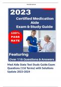 Med Aide State Test Study Guide Exam Questions (116 Terms) with Solutions Update 2023-2024