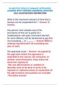 PA MOTOR VEHICLE DAMAGE APPRAISER LICENSE WITH VERIFIED ANSWERS UPDATED 2023 GUARANTEED DISTINCTION