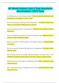 AP World History Unit 4 Test Questions and Answers 100&percnt; Pass