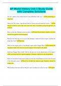 AP World History Unit 3 Study Guide with Complete Solutions