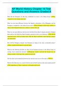 AP World History Chapter 14 Test Questions and Answers Graded A